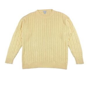 VTG Izod Cable Knit Cotton Sweater Men XL Butter Yellow Preppy Old Money Classic
